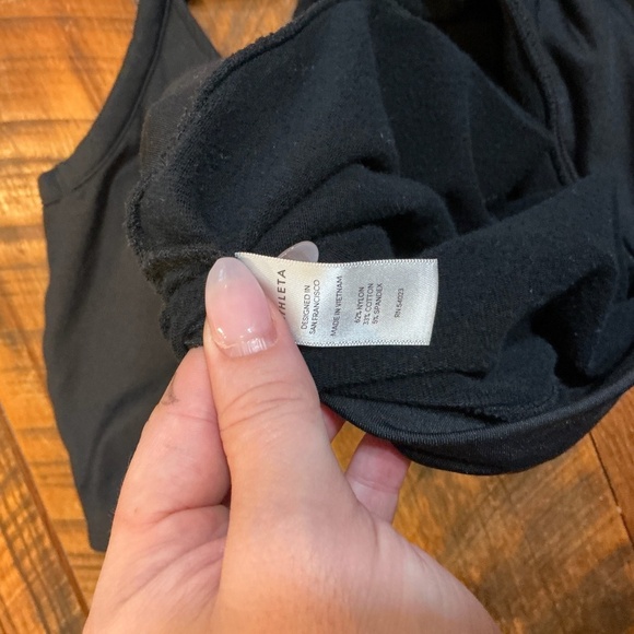 Athleta Black Strappy Back Short Sleeve Tee Size M - Picture 5 of 7